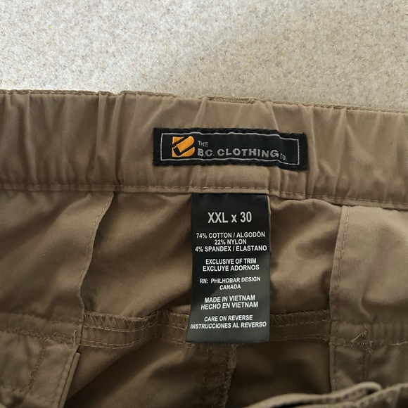 BC Clothing Company Pants Sz XXL X 30 Hiking Cargo Shorts Khaki Convertible - Picture 7 of 7